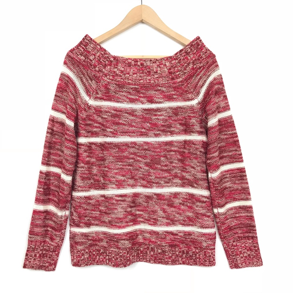 Maurices red ivory gold metallic boatneck sweater